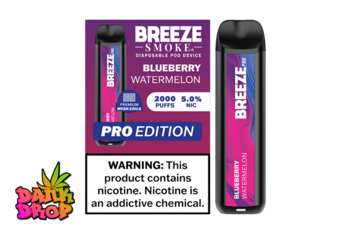 BREEZE Smoke - 2000 Puff Pro E-Cig Vape - Blueberry Watermelon