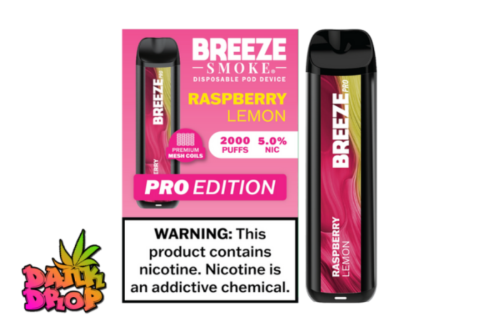 BREEZE Smoke - 2000 Puff Pro E-Cig Vape - Raspberry Lemon