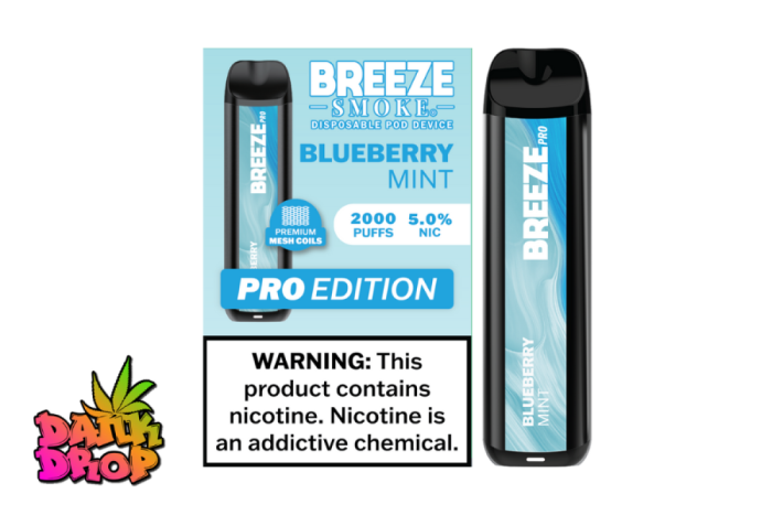 BREEZE Smoke - 2000 Puff Pro E-Cig Vape - Blueberry Mint