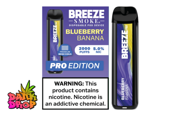 BREEZE Smoke - 2000 Puff Pro E-Cig Vape - Blueberry Banana