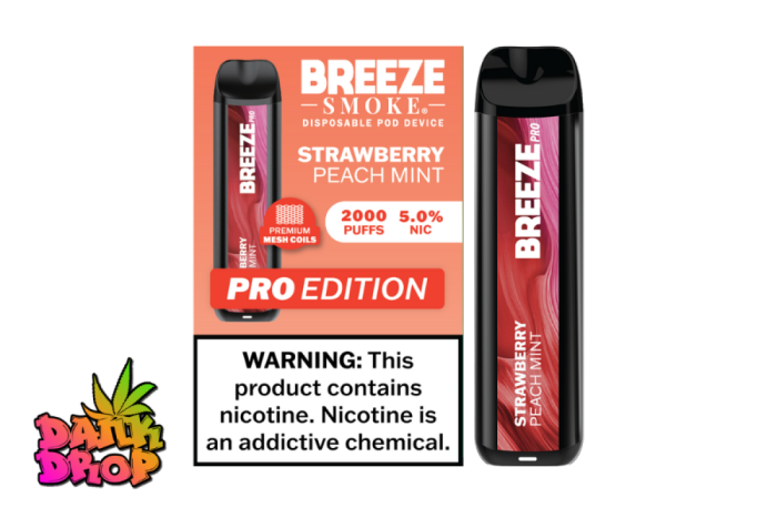BREEZE Smoke - 2000 Puff Pro E-Cig Vape - Strawberry Peach Mint